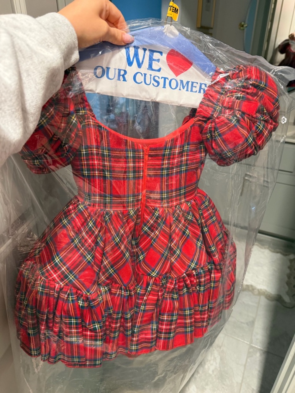 Red Plaid tartan Tulle Dress for Girls - Picture 3 of 3